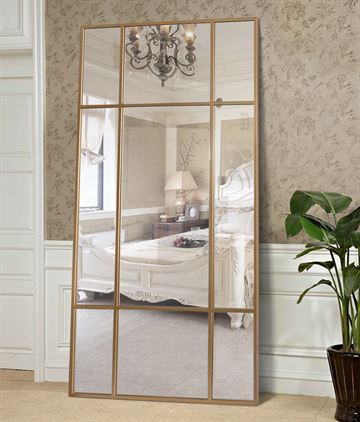 Spegel med guldfärgad ram av järn stl. 220x110 cm